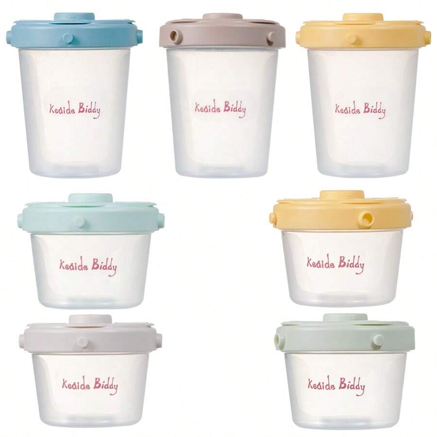 7 piezas/4 piezas/3 piezas Recipientes para almacenamiento de alimentos para bebé, 120ml y 240ml, aptos para microondas y congelador, recipientes de comida reutilizables y herméticos, convenientes para transportar y con diseño apilable que ahorra espacio