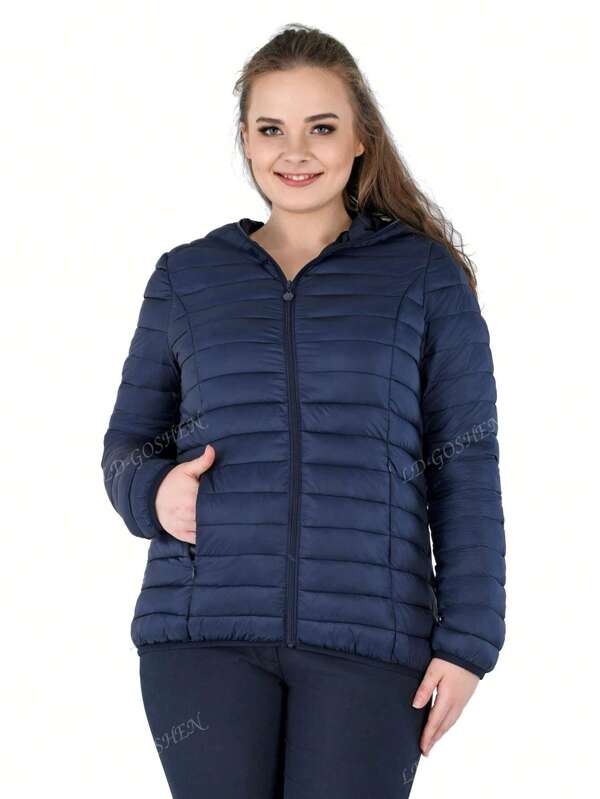 Piumino da donna taglie forti Cappotto ripiegabile con cappuccio imbottito leggero trapuntato