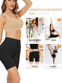 2 piezas Pantalones de seguridad informales de cintura media sin costuras para mujeres, pantalones cortos tipo bóxer para mujeres, pantalones cortos antirozamiento, ropa interior y pantalones cortos para bicicleta
