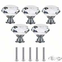 10 peças de maçanetas de armário de vidro de cristal, maçanetas de porta de móveis de cômoda, puxadores de gaveta, gaveta em formato de diamante de 30 mm, para guarda-roupa e armário, puxadores de maçanetas de armário, puxadores de maçanetas de gaveta de cozinha com parafusos