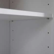Esszimmerschrank mit Stauraum, Kaffeebarschrank mit 3 Schubladen und 3 gewölbten Türen mit Einscheibensicherheitsglas, TV-Schrank mit Stauraum, Dekoschrank mit 2 Seitentüren mit Einscheibensicherheitsglas, Dekotisch für TV-Entertainment in geschwungenem Design, Kommode weiß 4 Schubladen für Esszimmer, Wohnzimmer, Eingangsbereich, Holzdekor weiß