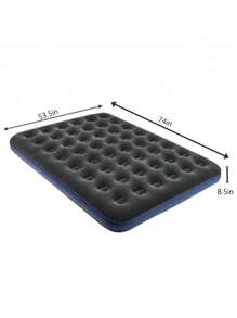 1pc Inflatable Camping Air Mattress, Flocked PVC Thick Pad - Black - View 6
