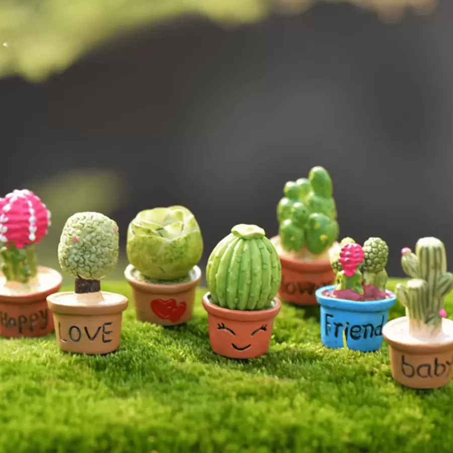 1 pièce Bouteille de paysage micro de mousse, plante en pot de succulente simulée DIY, décoration, accessoire de bureau, petit pot de plante en résine de dessin animé