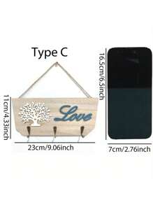 1 套包含 3 个个性化多用途衣架、壁挂式储物架挂钩、金属和木质衣架，适用于外套、围巾、包、毛巾、钥匙、帽子 - 彩色 - 查看 6