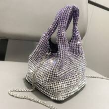 Sparkly Ombre Rhinestone Handbag, Shoulder Bag & Clutch Purse, Luxurious Designer Evening Bag For Party - 紫色 - 查看 12
