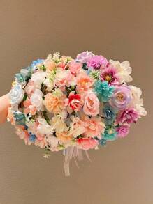 1pc Colorful Cute Flower Wreath Hair Band, Hair Accessory That Won't Damage Hair - Multicolor - View 5
