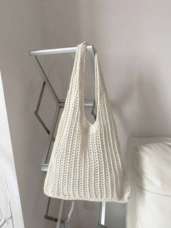 ENBEI Summer Fashion Vacation Beach Bag, Elegant Khaki Women's Bag, Crochet Bag Women's Handbag, Lunch Bag, Shoulder Bag Travel Essentials, Cruise Essentials, Suitable For Daily Leisure, Vacation, Shopping And Clothing Matching Business Casual Women, College Students, Mother's Day Gifts Wedding Bride Bridesmaid Gifts