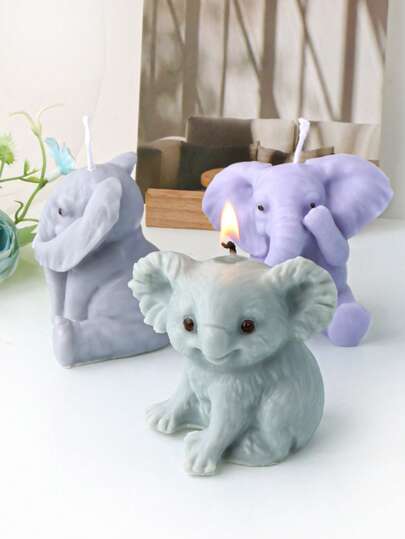 3D Elephant Koala Candle Silicone Mold DIY Animal Theme Scented Candle Statue Resin Making Mold Gypsum Elephant Koala Home Decoration Holiday Party Gifts