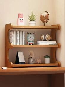 1 Piece Bamboo Desk Organizer, Bamboo Desk Organizer, Multi-Tier Rectangular Lacquered Organizer For Office And Home, Dormitory And Tenants