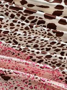 1pc Women's New Spring/Summer 90cm Leopard Print Splice Color Scarf, Fashionable & Elegant Multipurpose Neckerchief, Headscarf And Shawl For Dress - Multicolor - View 8