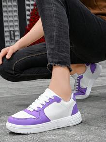 Unisex Casual Lightweight Non-Slip Breathable Youth Low Top Sneakers, Flat Sports Shoes For Spring/Summer - Purple - View 4