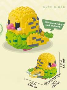 1 pieza Conjunto de bloques de construcción 3D con diseño creativo y DIY de pájaro, loro, gorrión, animal en estilo de dibujos animados, juguete educativo de ensamblaje, mejor regalo para amigos y familia, regalo de cumpleaños