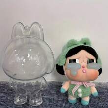 1pc For Labubu Monster Series Statue, Crying Doll, Doll Protective Case, Transparent Anti-Dust Cover, Transparent Display Case With Security Lock - Doll Not Included
