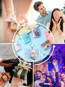 1PC/4PCS 1 Inch/2inch Mini Small Photo Album Valentine Photo Storage With Keychain Clear Pocket Photo Album Keychain For Picture Valentine Gift Wedding Birthday Anniversary Memory,Suitable For Photos, - Multicolor - View 8