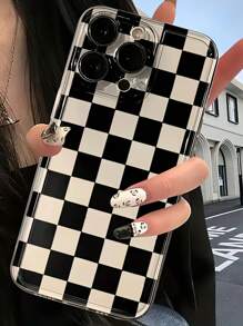 Check Pattern1pc Transparent Chessboard Pattern TPU Phone Case, Compatible With Apple And Series,International Version, Not The Domestic Version - Multicolor - View 3
