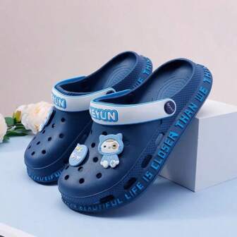 Cute Kitten Design Breathable Slip-On Sandals, Anti-Slip, Suitable For Summer, Beach, Nurse Work, Fashionable Flat Soft Bottom Clogs