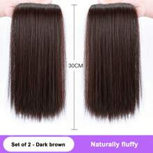 2pcs Clip-In Synthetic Hair Extensions, Invisible Root Fluffy Straight Clip-In Hair Pieces, Top Hairpiece Pad To Add Volume, Suitable For Men And Women, Easy To Use