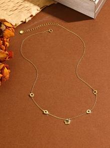 1pc S925 Sterling Silver Shiny 5-Leaf Clover 5-Ring Pendant Necklace, Fashionable Choker, Essential For Daily Outfit Of Elegant Girls, Great For Holiday & Birthday Gifts - Gold - View 4