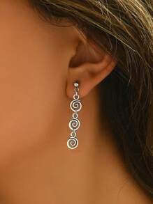 1 Par de Aretes Colgantes de Espiral Retro, Adecuados para Uso Diario y Festivo de Mujeres