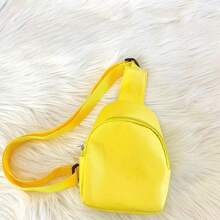 Solid Color PU Leather Girls Crossbody Chest Pack Small Handbag