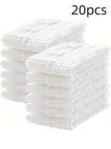 1/4/8/12/20 piezas/paquete Paños para eructos de bebé recién nacido, toallas de mano suaves y absorbentes para bebés, toalla de baño suave para bebés, paño facial para bebés, regalo de ducha para recién nacidos - Blanco