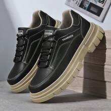 2025 Nowy projekt męskich codziennych skórzanych butów roboczych z niską cholewką, gruba podeszwa w stylu brytyjskim, podwyższone trampki