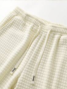 定制春夏男士运动套装，上传照片设计男友风格男士套装，针织提花格子面料，舒适弹力，松紧腰带口袋，个性化图形设计 - 添加您自己的照片（自拍/家人/情侣/宠物/朋友）进行定制印刷