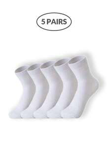 Paquete de calcetines de tripulación neutros de 5 tonos para hombres (1/5/10/15/20 pares) - Calcetines elásticos para el tobillo en gris oscuro/azul marino/negro/blanco/carbón con un ajuste transpirable y elástico para la oficina, el gimnasio, artículos de viaje esenciales