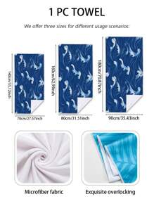 1pc Wave Design Microfiber Beach Towel, Printed Rectangular Beach Shawl Beach Mat Bath Towel Summer,Holiday