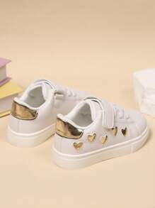 1 par de zapatillas casuales cómodas y ligeras con diseño de corazón hueco, adecuadas para estudiantes para actividades deportivas y salidas diarias, para todas las estaciones