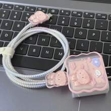 5 sztuk uroczych osłon kabli z wzorem królika do ładowarki IPhone14 Pro Max, zwijacze kabli danych do iPhone13/12/11, osłony kabli szybkiej ładowarki 18/20 W, prezent dla chłopaka/dziewczyny