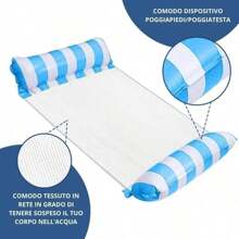 Hamaca flotante inflable 2 en 1 que incluye un cómodo colchón de malla de poliéster ideal para relajarse en la piscina o el agua. Incluye bomba de aire (color de la bomba de aire aleatorio)