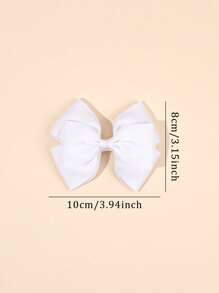 2pcs White Hair Clips, Suitable For Girls, White Elegant Ribbon Bow Hair Clips, Cute Solid Color Alligator Clips, Solid Color Bow Hair Clips, Children's Daily Hair Accessories