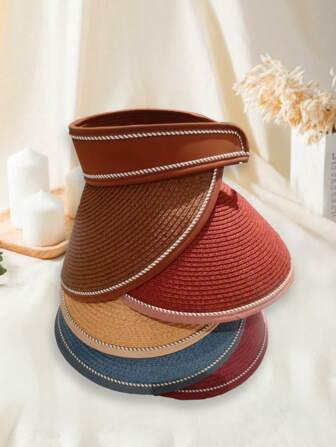 1 件女士防晒帽，户外活动有效遮阳，独特纹理设计展现个性化，日常通勤多功能造型工具，宽边透气网眼帽冠，适合夏季骑行、徒步旅行、运动