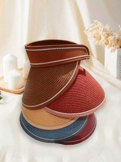 1 peça de chapéu de proteção solar feminino, guarda-sol eficaz para atividades ao ar livre, design texturizado exclusivo para personalização, ferramenta de estilo versátil para deslocamento diário, aba larga em malha respirável para ciclismo de verão, caminhadas, esportes