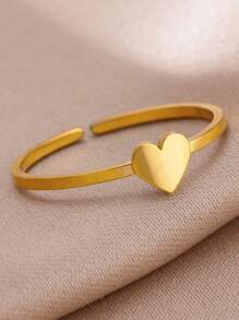 1 Stück mini Edelstahl-Herzring für Frauen und Männer, vergoldet, Verlobungsring, Alltagsschmuck, Paargeschenke & Muttertags-Geschenke