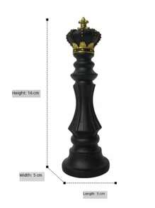 3pcs Set Resin Chess Piece Figurines, King Queen Knight Decorative Chess Board For Home, Bar Cabinet Use - Black - View 6