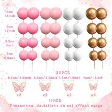 LaVenty Butterfly Cake Decorations With Purple Pink Gold Balls Cake Toppers For Gender Reveal Wedding Birthday Bridal Shower Party Decor