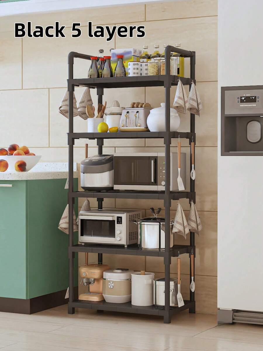 1pc No-Drill Needed Kitchen Organizer, Multi-Layer Spice Rack, Ins-Style Kitchen Storage Rack, Space Saving Storage Solution For Small Spaces