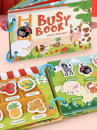 Children's Early Childhood Education English Enlightenment Quiet Sticky Book Common Sense Cognitive Repeated Literacy Baby Educational Toys