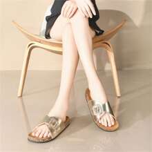 Sandalias de corcho suaves de moda de verano para mujer, sandalias casuales para interiores y exteriores de talla grande