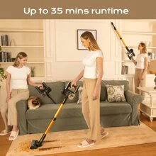 Cordless Stick Vacuum Cleaner V15, 6 In 1 Rechargeable Stick Vacuum, Lightweight Upright Vacuum For Home Pet Hair Car Carpet Hardwood Floor, ARTSEA, Gold - Gold - View 8