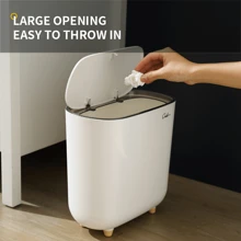 1PC 13L Large Capacity White Yellow Rectangular Press Fit Lid With Crevice Garbage Bin Suitable For Household Bathrooms, Narrow Crevices, Living Rooms, Kitchens Home Bathroom Decor Bathroom Organizer Fall Decor Back To School