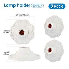 2pcs Petal Relief Lamp Holder,E26/E27 Bulb Socket Base,110V/220V Universal Light Socket,Secure Base For Home, Office & Industrial Glamour,White/Gold/Silver - Meteor - View 5