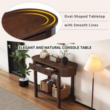 MERAX Elegant Retro Console Table With Curved Design And Smooth Glaze For Entryways, Living Rooms And Hallways (Turquoise Green) (Grey) (Antique White) (Navy)  (Espresso) - Espresso - View 2