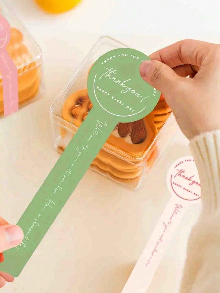 1pack Decorative Gift Packaging Stickers,Self-Adhesive Stickers For Packaging, Long Stickers For Baking Packaging Boxes, Self-Adhesive Labels, Sealing Stickers For Dessert Cake Packaging Boxes, And Decorative Stickers For Gift Packaging