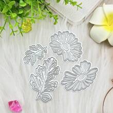 [Spring/Summer] 4pcs Daisy Embossing Metal Cutting Dies For Die Cutting Machines, Leaf Cutting Dies 3D Stamping Stencil For Decorative Embossing, Greeting Cards, Scrapbooking