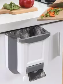 1pc Kitchen Folding Wall-Mounted Trash Can, Hanging Garbage Bag Holder For Cabinet, Creative & Convenient