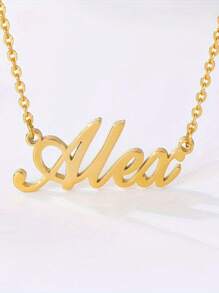 Customizable Elegant Personalized Name Necklace - Laser Cut Stainless Steel Pendant, Perfect Gift For Her - Multicolor - View 4