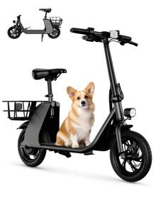 WIND HORSE Peak 672W Electric Scooter With Basket For 12+ Ages, 20 Miles Range, Up To 15.5 MPH, Dual Disc Brakes, 265LBS Max Load, 12.5" Tires Foldable Electric Scooter For Adults Commuting